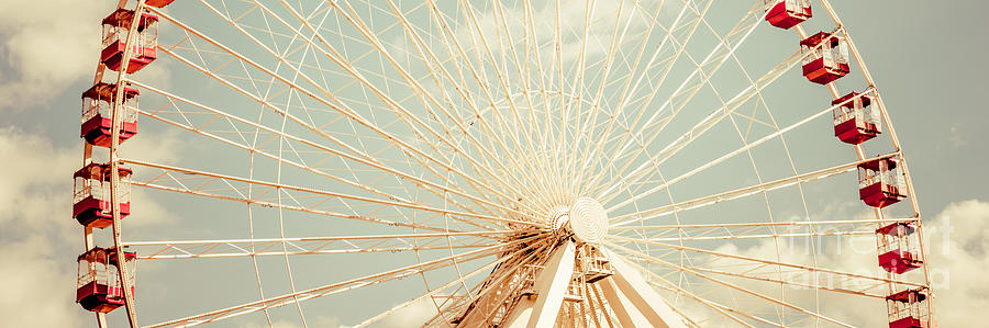 Chicago Ferris Wheel Retro Panorama Photo Photograph by Paul Velgos