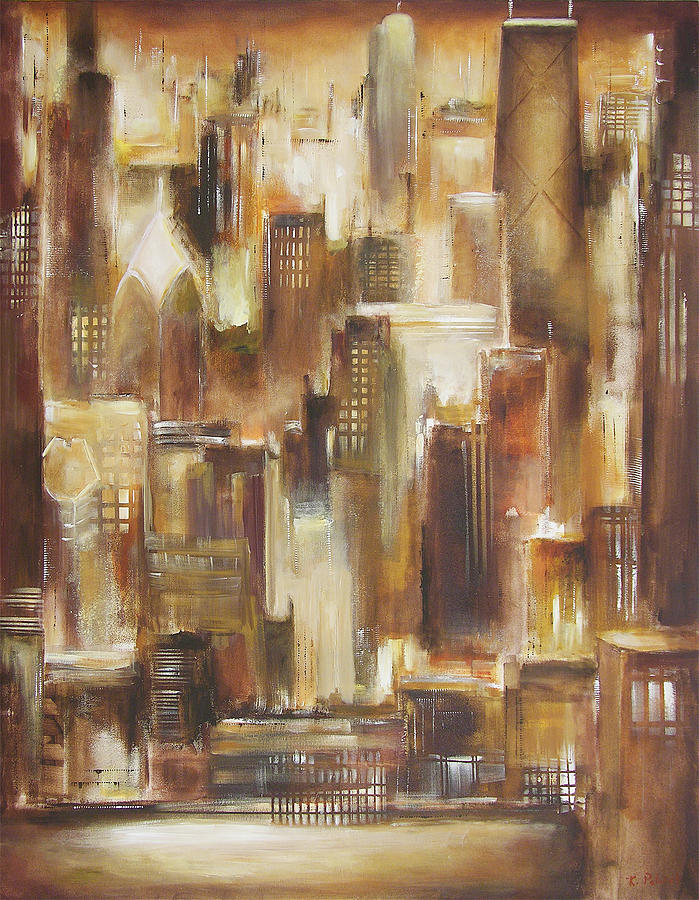 Chicago Skyline Painting - Chicago -From The Lake by Kathleen Patrick