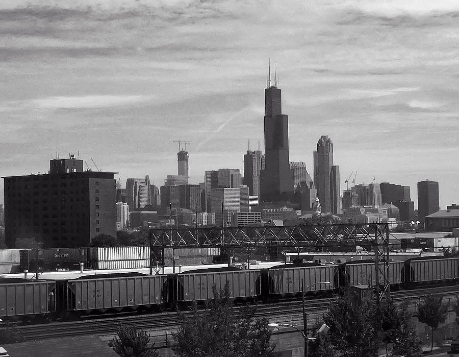 Chicago Photograph - Chicago from train yard by Flees Photos