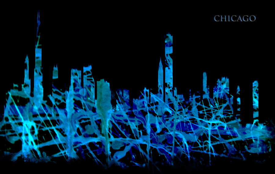 Chicago Glowing Skyline Painting by Brian Reaves