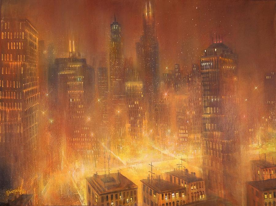 Chicago Gold Painting by Tom Shropshire