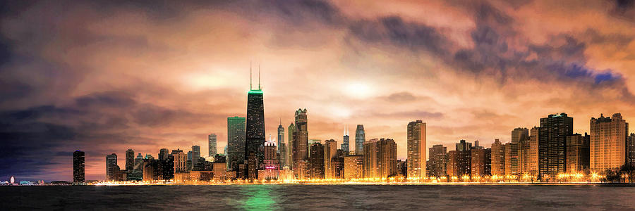 Chicago Gotham City Skyline Panorama Photograph by Christopher Arndt
