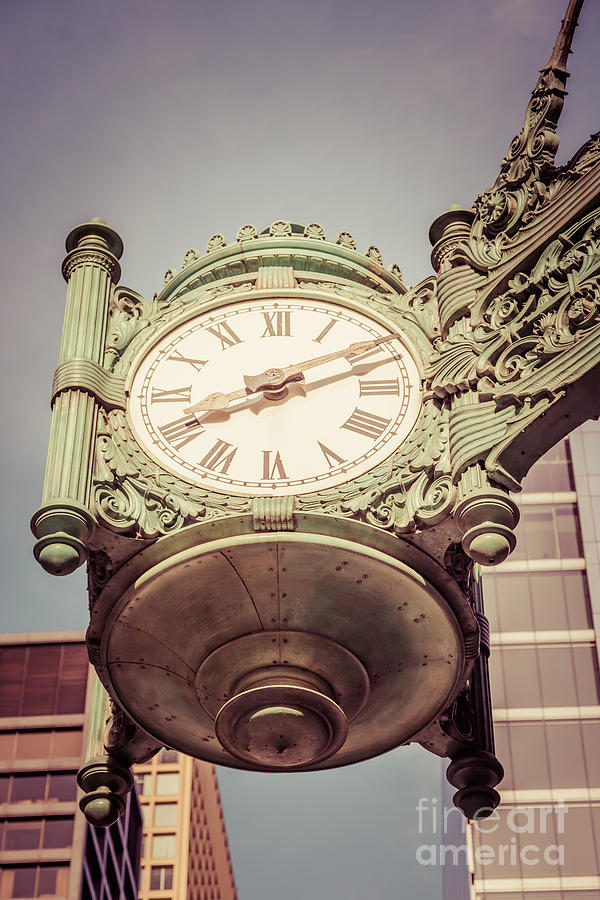 Chicago Great Clock Vintage Photo Photograph by Paul Velgos
