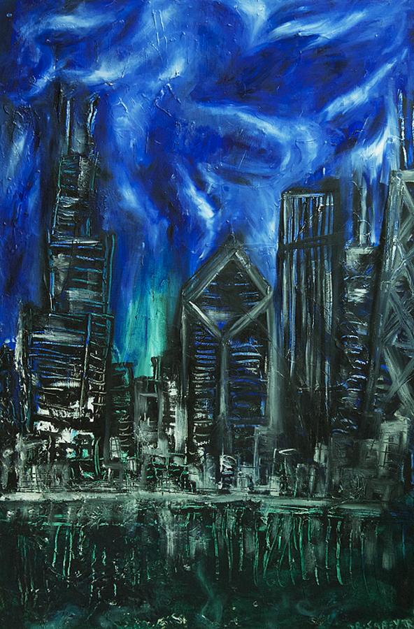 Chicago Skyline Painting - Chicago Huge Skyline Abstract by John Sabey Jr