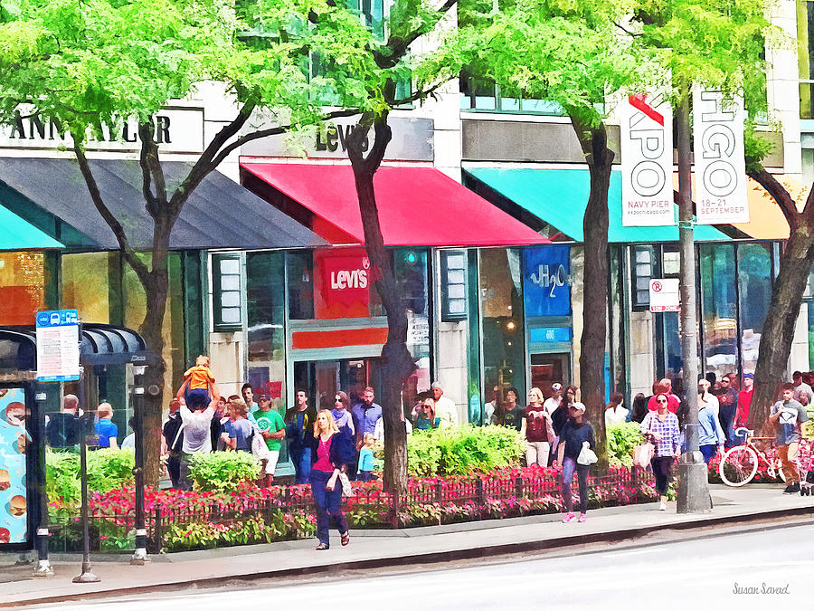 Chicago Photograph - Chicago IL - Shopping Along Michigan Avenue by Susan Savad