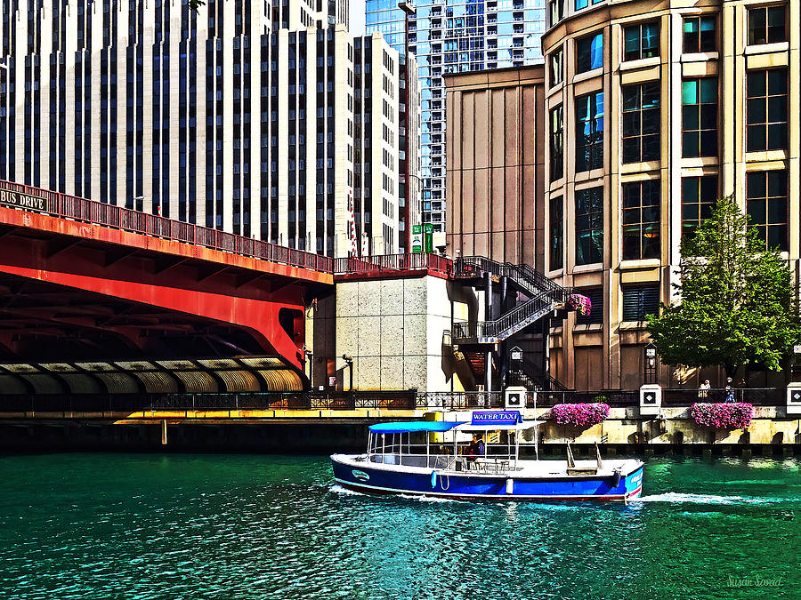 Chicago Photograph - Chicago IL - Water Taxi by Columbus Drive Bridge by Susan Savad