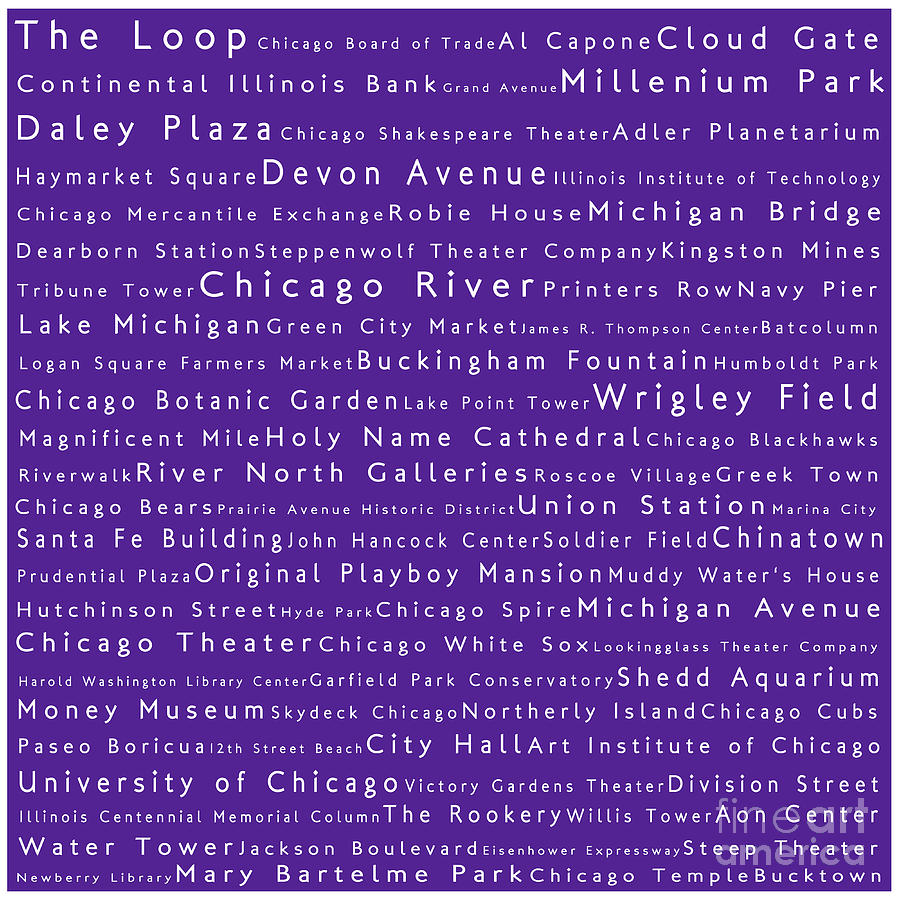 Chicago in Words Purple Digital Art by Sabine Jacobs