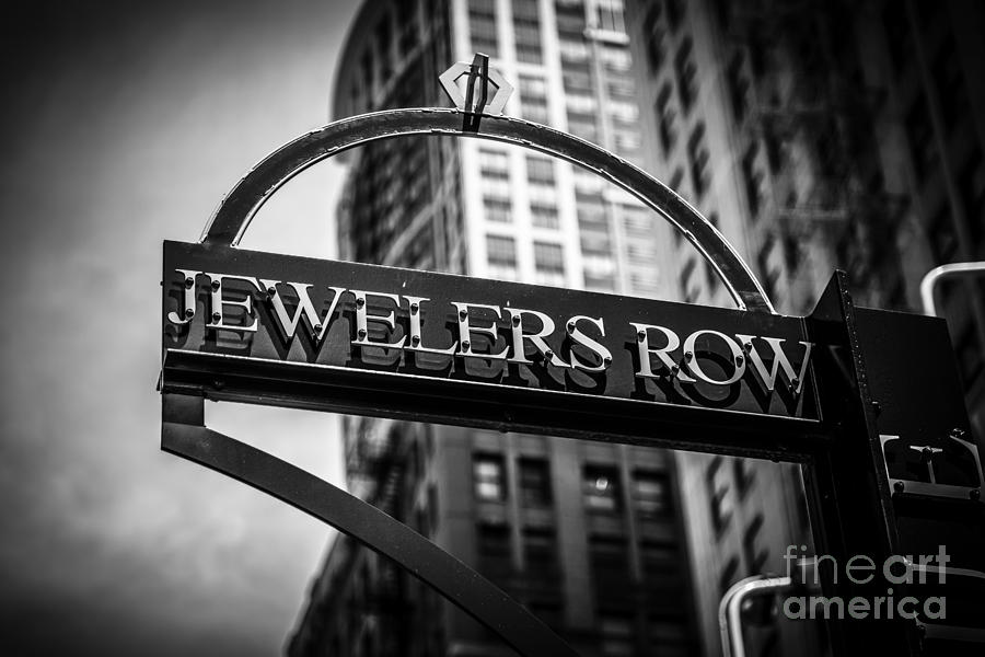 Chicago Jewelers Row Sign in Black and White  Photograph by Paul Velgos