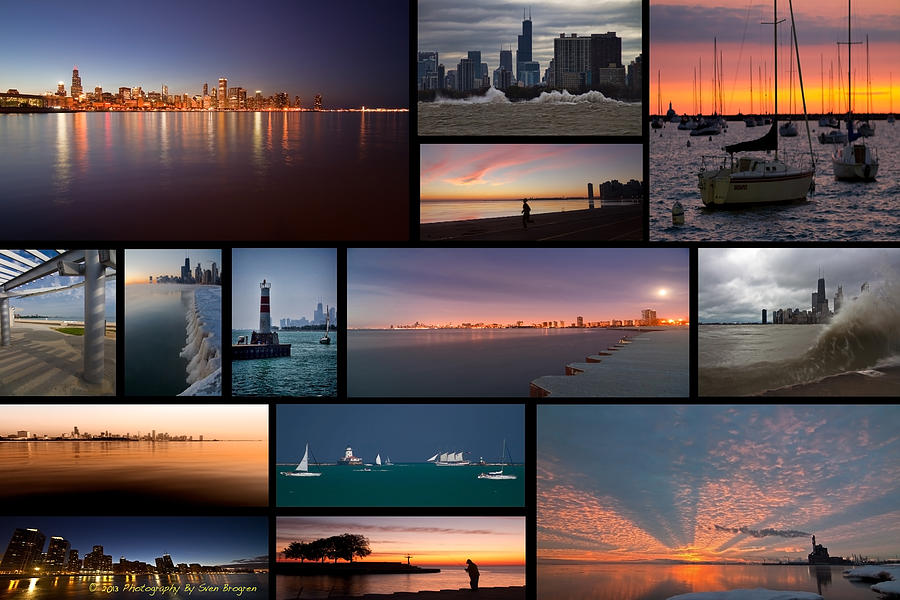 Chicago lakefront photo collage Photograph by Sven Brogren