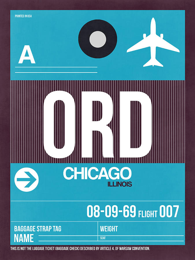 Chicago Digital Art - Chicago Luggage Poster 1 by Naxart Studio