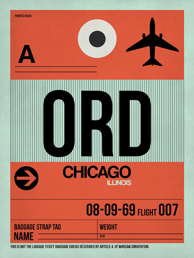 Chicago Digital Art - Chicago Luggage Poster 2 by Naxart Studio