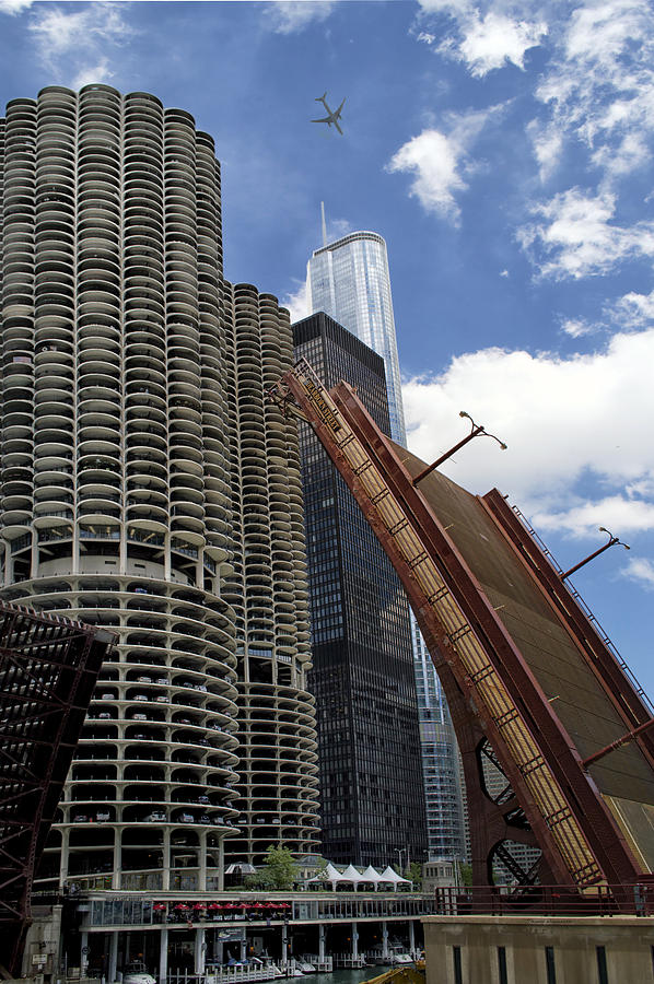 Chicago Marina City With Dearborn St Bridge Up Photograph by Thomas Woolworth