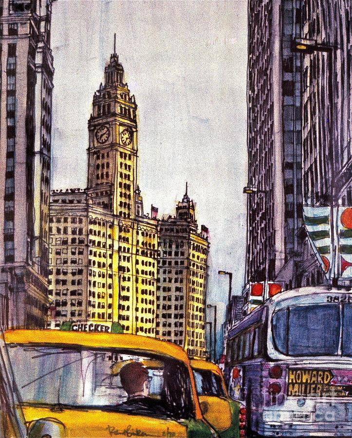 Chicago Michigan Ave Wrigley Building Painting by Robert Birkenes