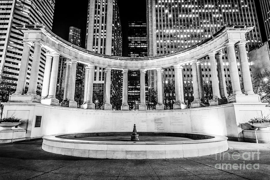 Chicago Millennium Monument Black And White Picture Photograph
