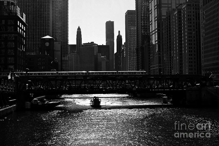 Urban Landscape Photograph - Chicago Morning Commute - Monochrome by Frank J Casella