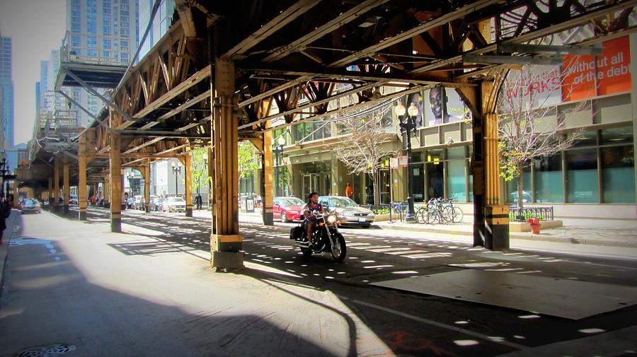 Chicago Motorcycle Under the L Track Photograph by Anita Burgermeister