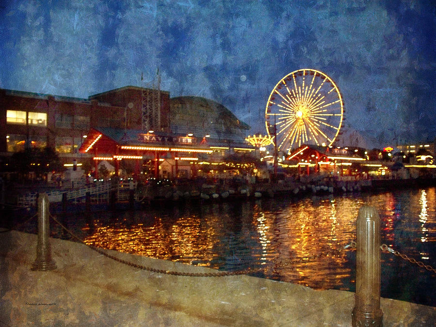 Chicago Navy Pier At Night Photograph by Thomas Woolworth