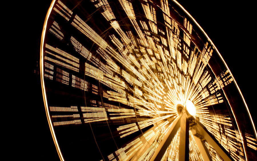 Chicago Navy Pier Ferris Wheel at Night Photograph by Anthony Doudt