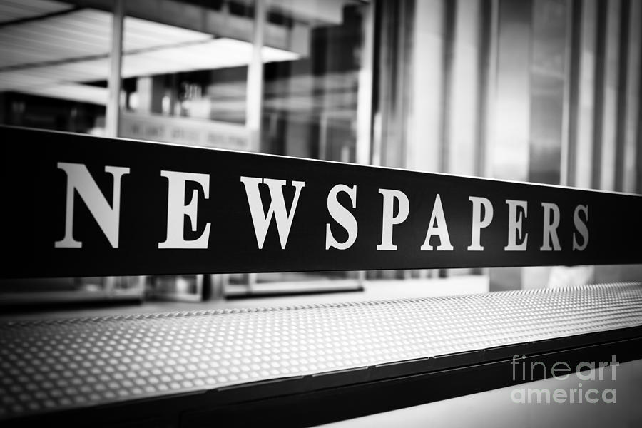 Chicago Newspapers Stand Sign in Black and White Photograph by Paul Velgos