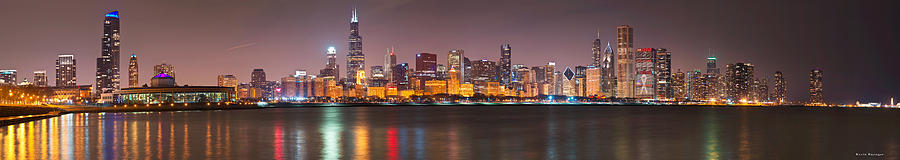 Chicago Night Panoramic Photograph by Kevin Eatinger