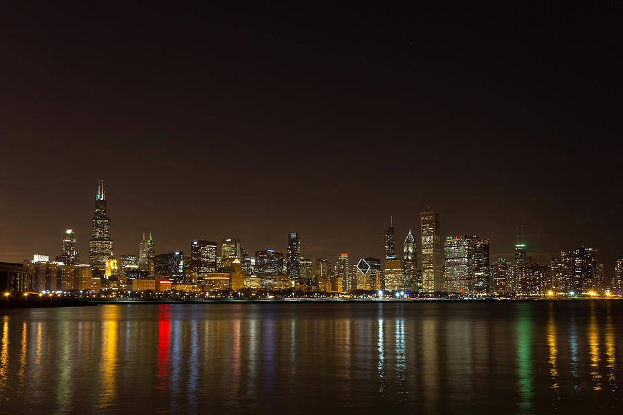 Chicago Night Skyline Photograph by Alan Raasch