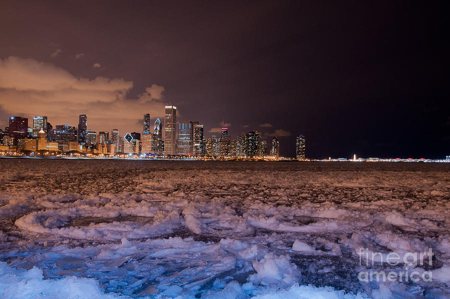 Frozen Elegance - Ice Rings Along Lake Michigan Shoreline Photograph by Dejan Jovanovic