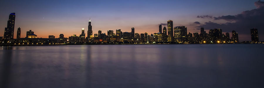 Chicago night skyline in a one to three aspect ratio Photograph by Sven Brogren