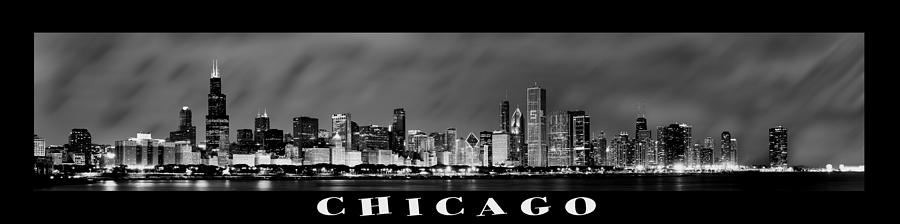 Chicago Skyline Photograph - Chicago Panorama at Night by Sebastian Musial
