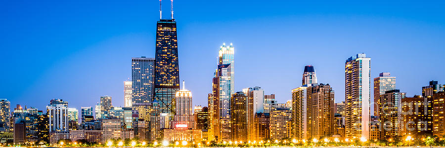 Chicago Panorama Skyline At Twilight Photo Photograph