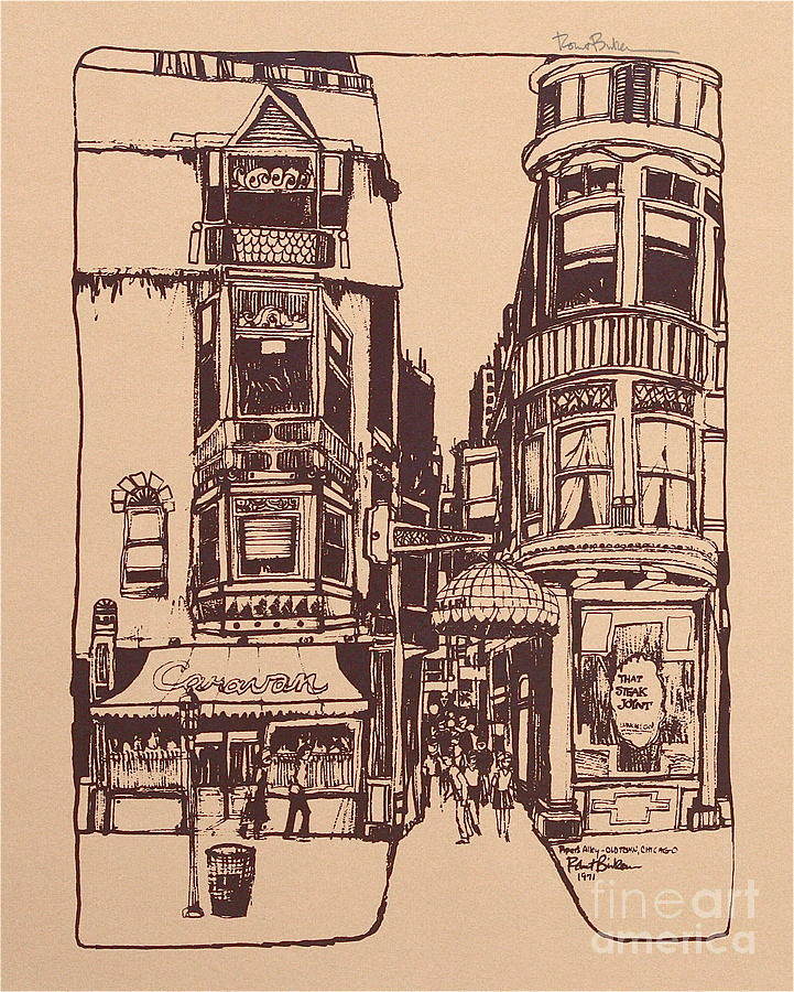 Chicago. Pipers Alley on Wells Street Drawing by Robert Birkenes
