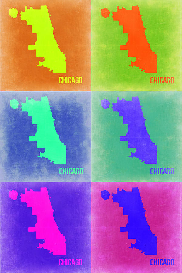 Chicago Map Painting - Chicago Pop Art Map 3 by Naxart Studio Chicago Map Painting - Chicago Pop Art Map 3 by Naxart Studio