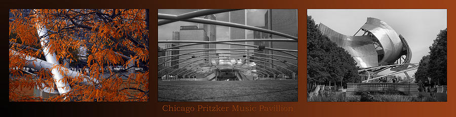 Chicago Pritzker Music Pavillion SC Triptych 3 Panel Photograph by Thomas Woolworth