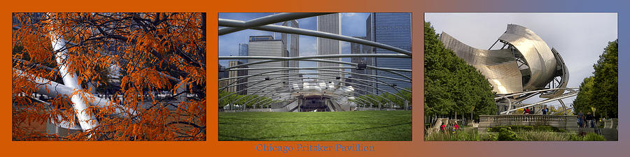 Chicago Pritzker Music Pavillion Triptych 3 Panel Photograph by Thomas Woolworth