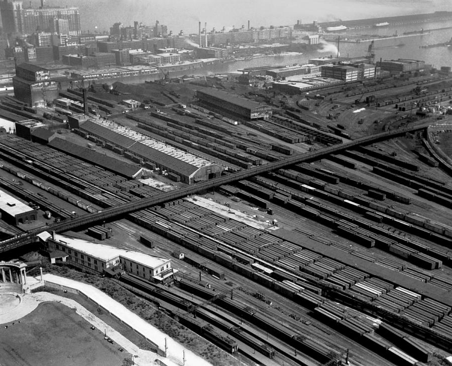 Architecture Photograph - Chicago Railroad Yards by Underwood Archives