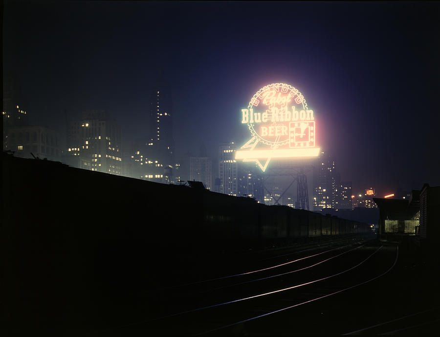 Chicago Railway Yard at Night 1943 Photograph by Mountain Dreams