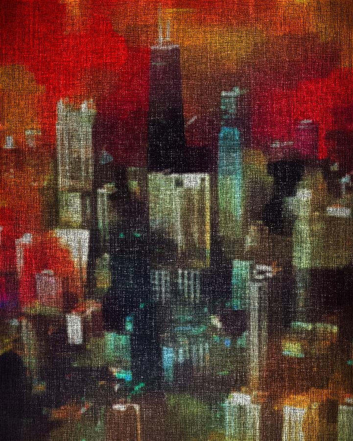 Chicago Red Abstract Digital Art by Lynda Payton