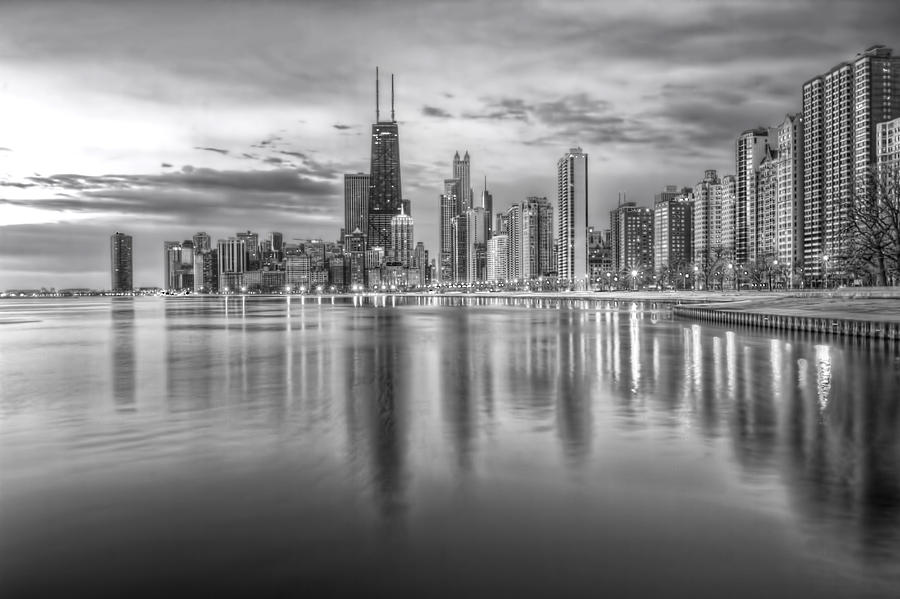 Chicago Reflected BW Photograph by Lindley Johnson