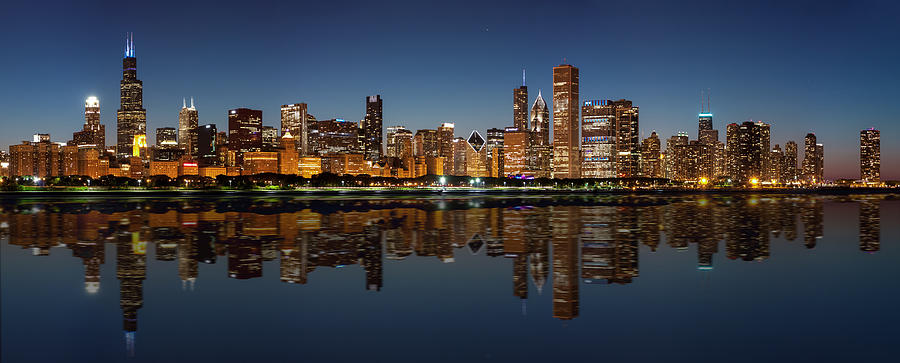Chicago Skyline Photograph - Chicago Reflected by Semmick Photo