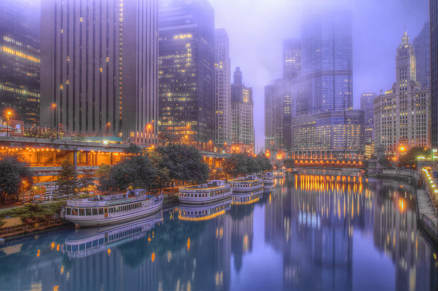 Chicago River - Early Morning Photograph by Lindley Johnson