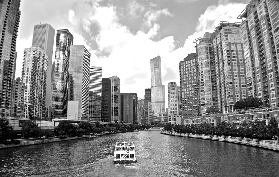 Chicago River Black and White Photograph by Frozen in Time Fine Art Photography