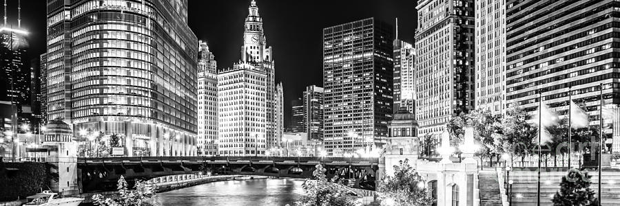 Chicago Photograph - Chicago River Cityscape Panorama Photo with Wabash Bridge  by Paul Velgos
