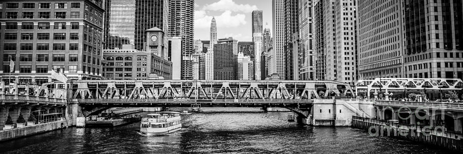 Chicago River Panorama Black And White Picture Photograph By Paul ...