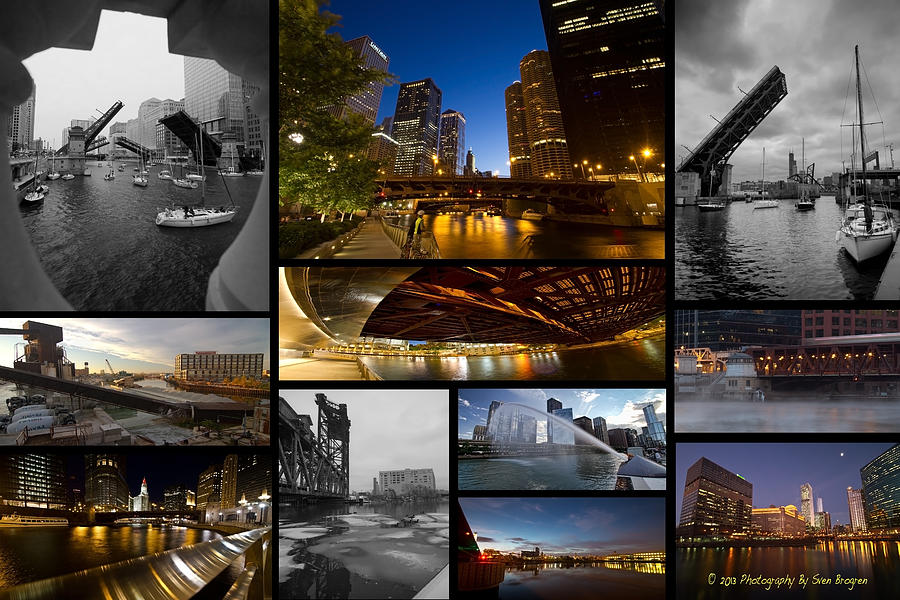 Chicago RIver Photo Collage Photograph by Sven Brogren