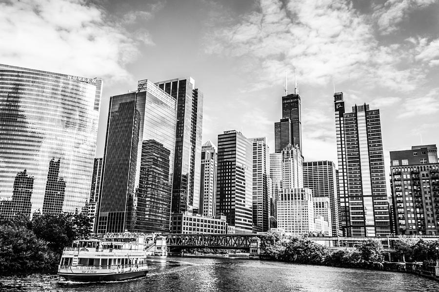 Chicago River Tour in Monochrome Photograph by Semmick Photo