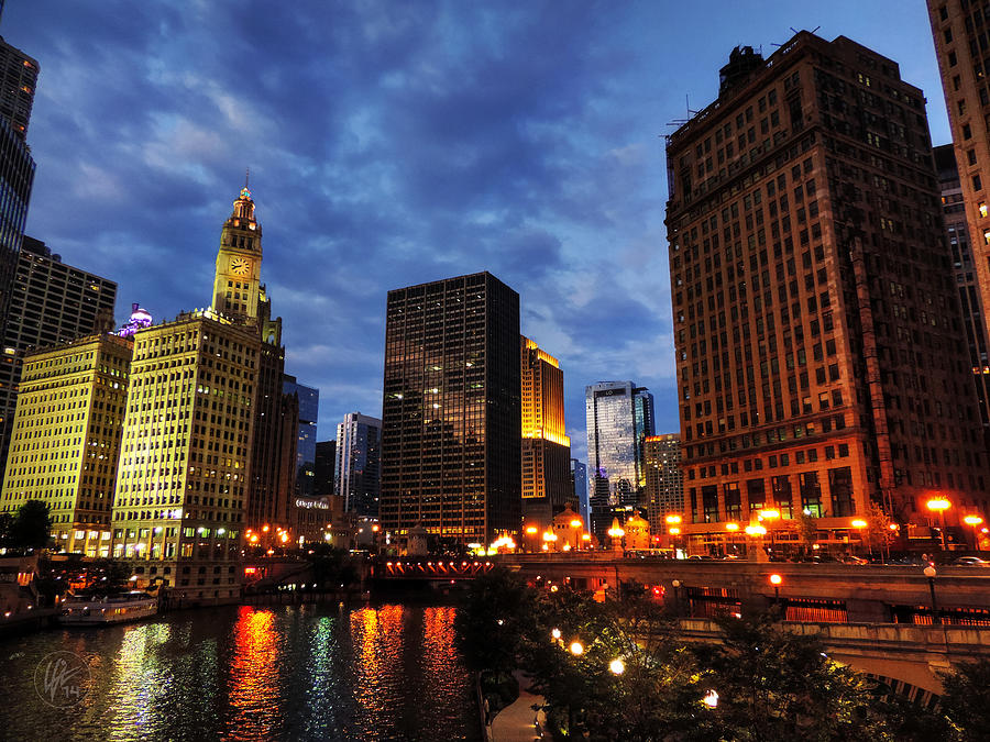 Chicago Photograph - Chicago River Twilight 002 by Lance Vaughn