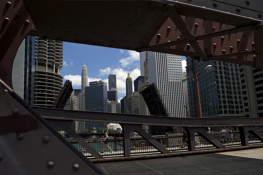 Chicago River Walk Bridge Crossing Photograph by Thomas Woolworth