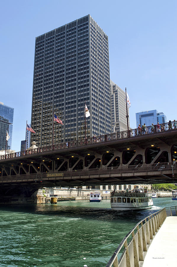 Chicago River Walk Michigan Ave Bridge Vertical Photograph by Thomas Woolworth