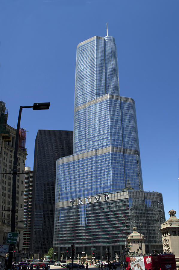 Chicago River Walk Trump Tower Vertical 01 Photograph by Thomas Woolworth