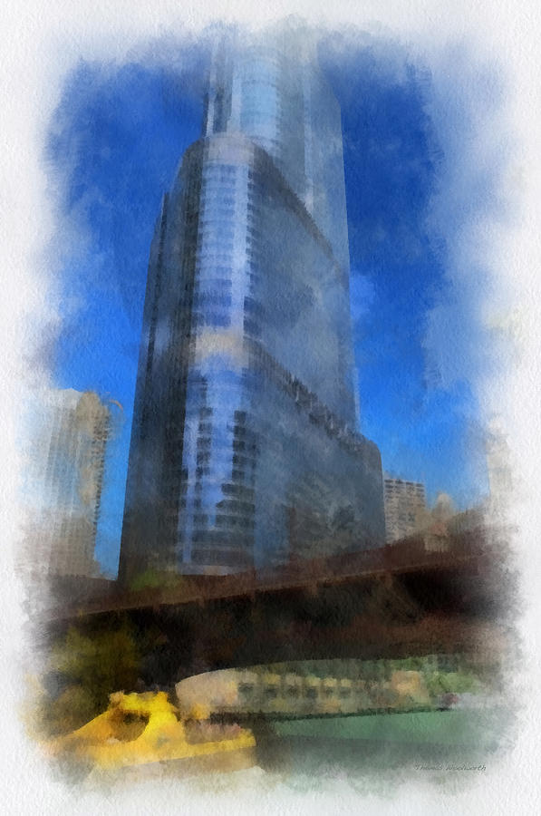 Chicago River Walk Trump Tower Vertical Photo Art 01 Photograph by Thomas Woolworth