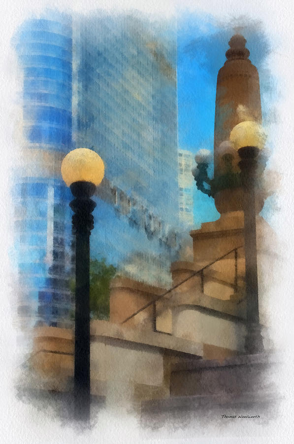 Chicago River Walk Vertical Photo Art 01 Photograph by Thomas Woolworth